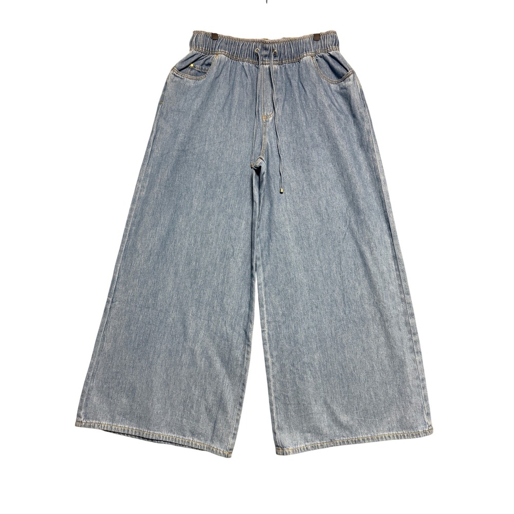 Aje Studio Sunray Jeans Womens 8 Blue Wide Leg Baggy Denim Pants Designer Boho